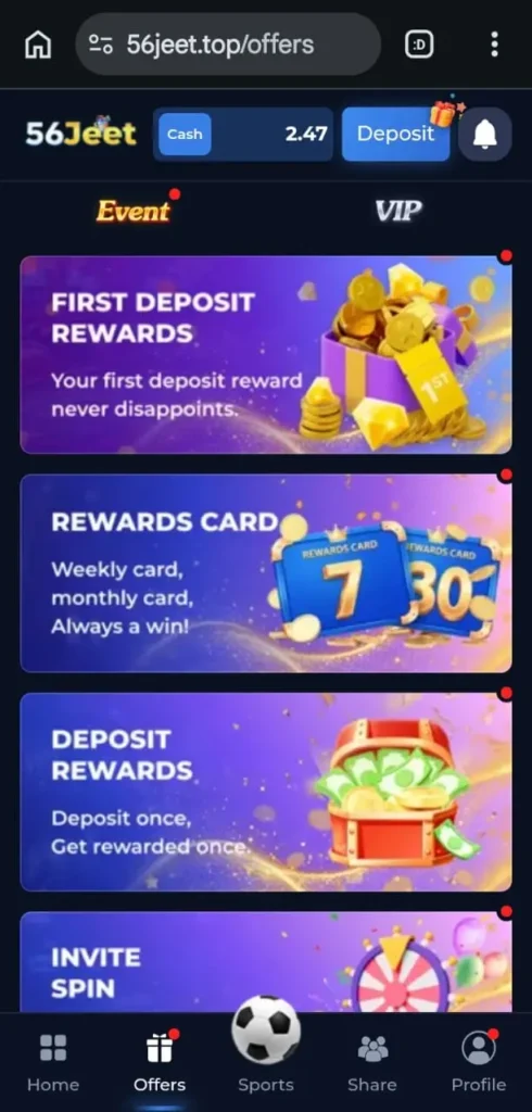 56jeet game bonuses