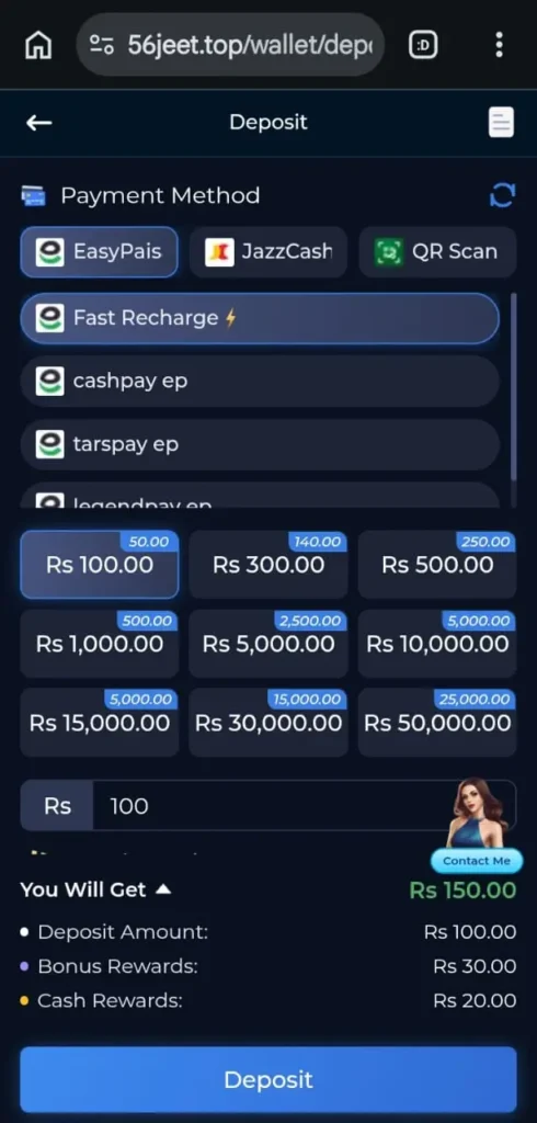 56jeet game  deposit method