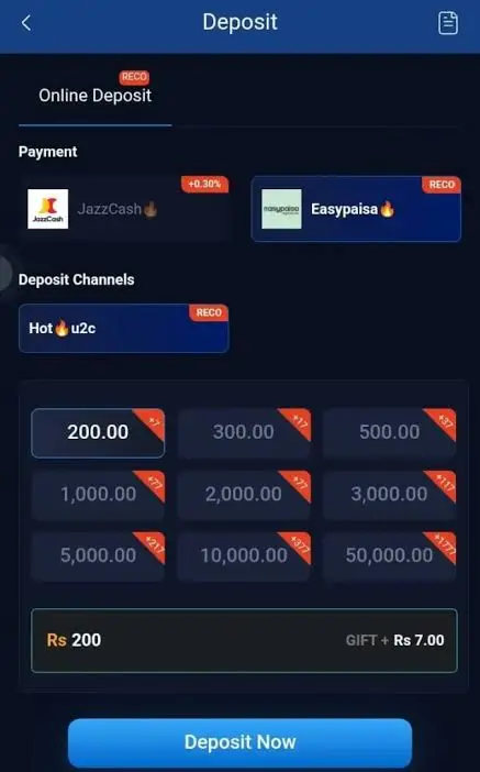 deposit method in 6nnn game
