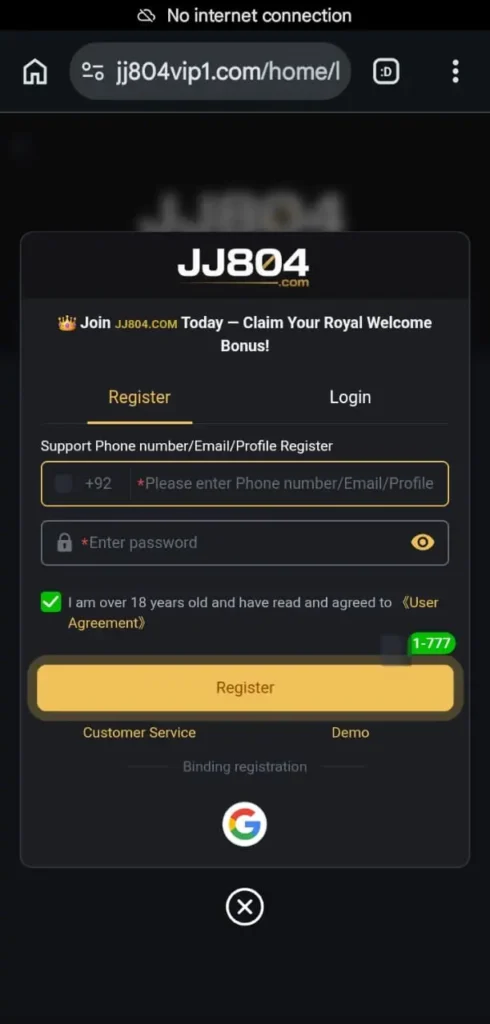 JJ804 Game register
